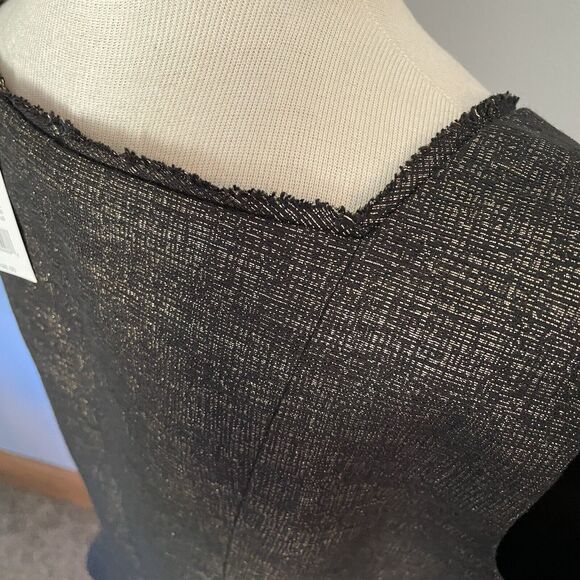 NWT Tahari Blouse XL Peplum Top Metalic Black Gold Holiday Party Date Wedding - Picture 11 of 15
